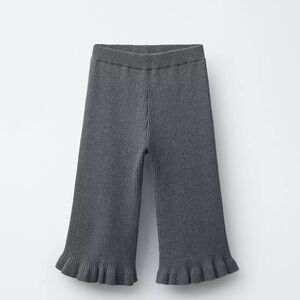 Zara Gray Knit Ruffle Kids Bottoms